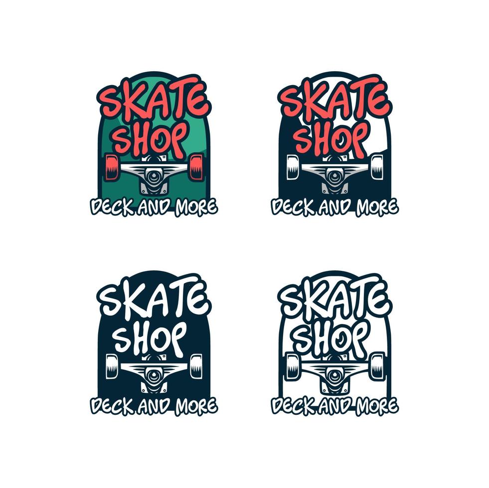 design logo loja de skate skate deck trucker vetor