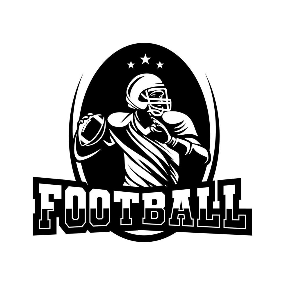logotipo do clube de futebol americano em preto e branco vetor