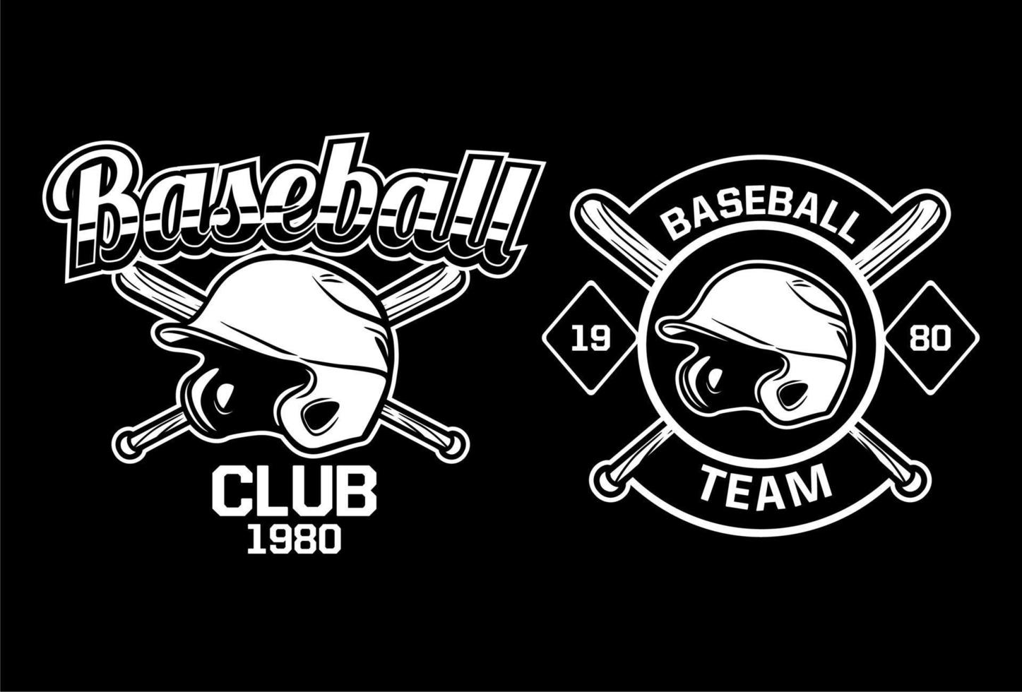 logotipo do time do clube de beisebol coleção do modelo do emblema preto e branco 1980 vetor