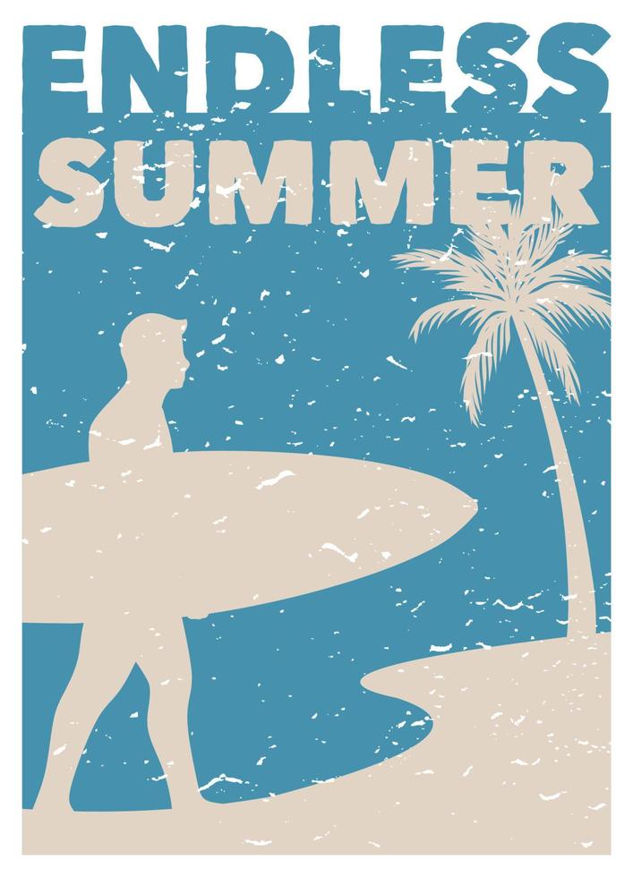 verão sem fim surf modelo de pôster retro vintage vetor