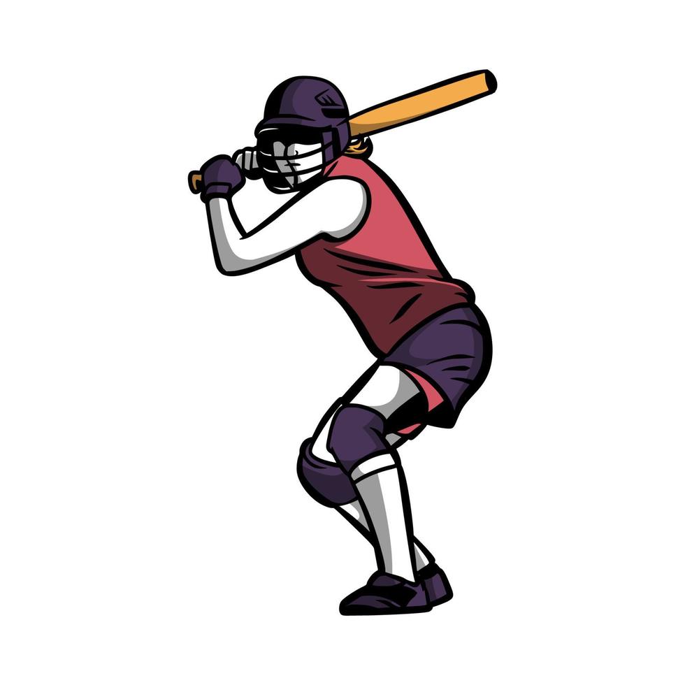 ilustração colorida de jogador de beisebol pronto para acertar a bola vetor