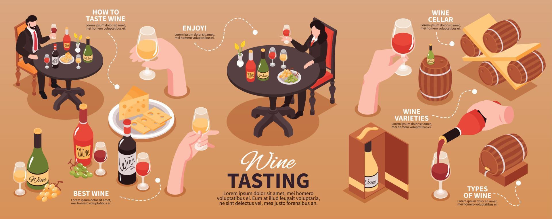infográficos de degustação de vinhos vetor