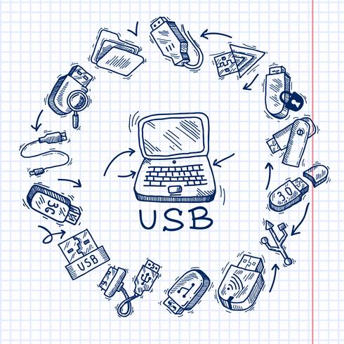 USB e computador vetor