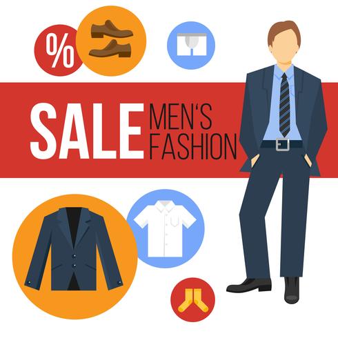 Venda de roupas de moda masculina vetor