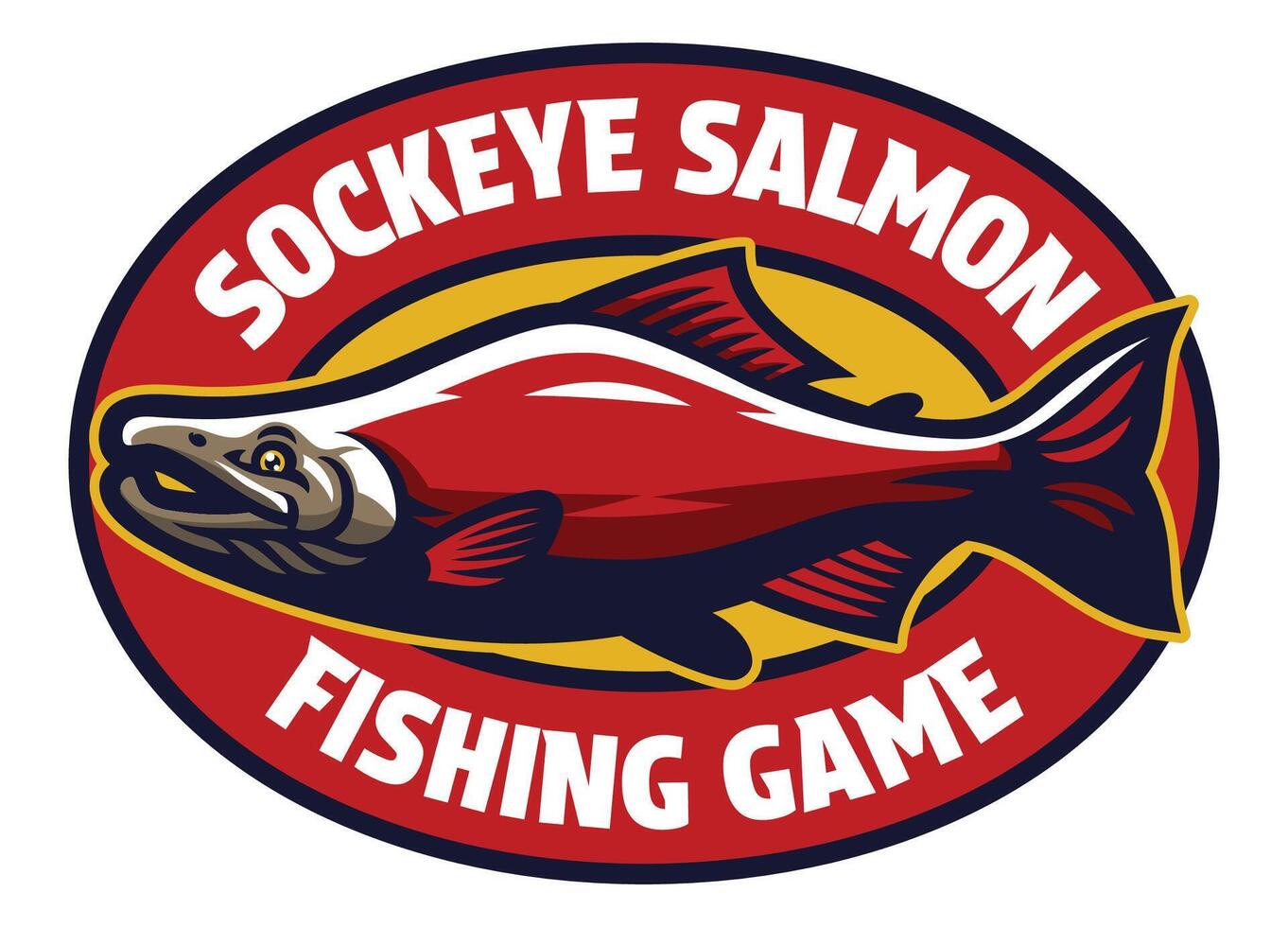 sockeye salmão peixe mascote logotipo ilustração vetor