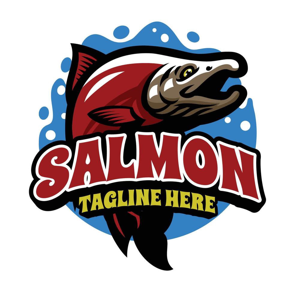 vermelho salmão peixe mascote logotipo vetor