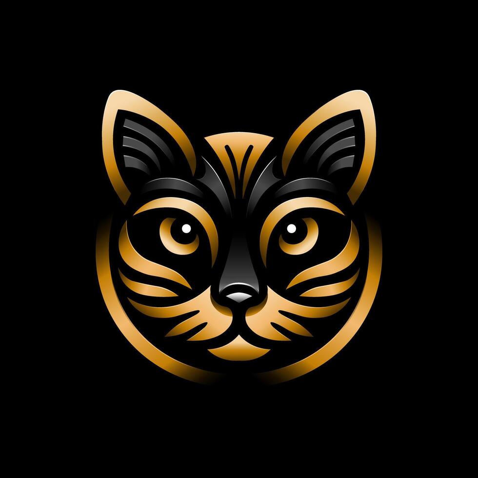 dourado gato cabeça logotipo obra de arte ilustração vetor