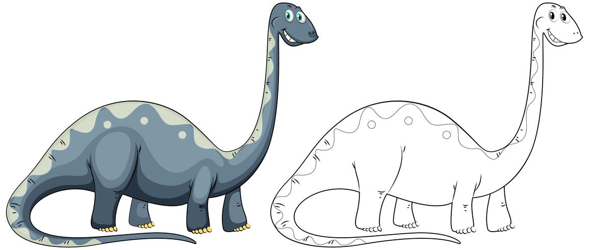 Esboço de doodle animal para dinossauro pescoço longo vetor