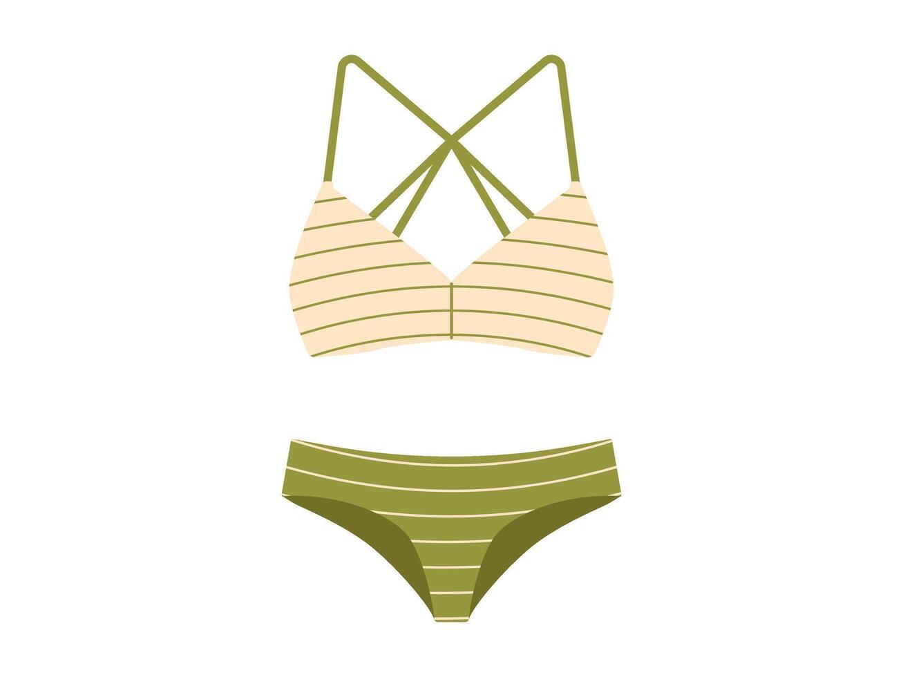 verão lingerie ou maiôs para mar. à moda mulheres roupa de banho ou bikini em isolado fundo. plano colorida ilustração vetor