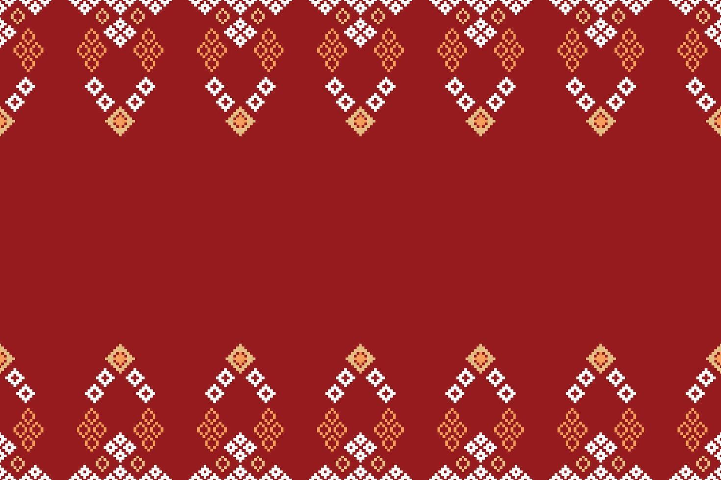 tradicional étnico motivos ikat geométrico tecido padronizar Cruz ponto.ikat bordado étnico oriental pixel vermelho fundo. abstrato, ilustração. textura, natal, decoração, papel de parede. vetor