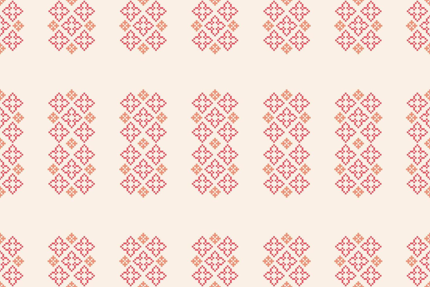 tradicional étnico motivos ikat geométrico tecido padronizar Cruz ponto.ikat bordado étnico oriental pixel Castanho creme fundo. abstrato, ilustração. textura, lenço, decoração, papel de parede. vetor