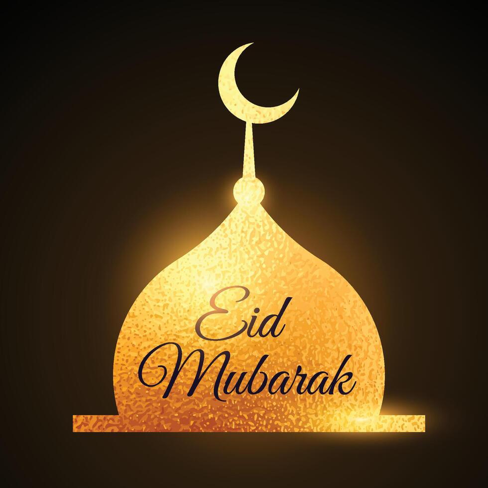 eid Mubarak muçulmanos festival com dourado mesquita vetor