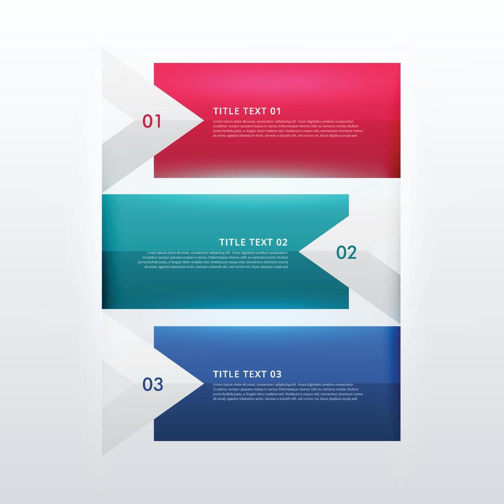 três passos opção infográfico modelo dentro seta estilo para o negócio apresentação ou fluxo de trabalho diagrama disposição vetor