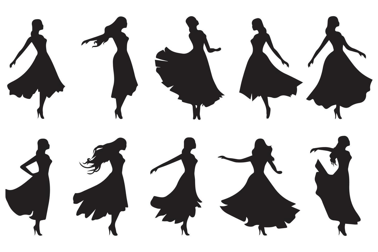 bailarina silhueta dançarinos isolado em branco fundo. fêmea balé dançarinos vetor