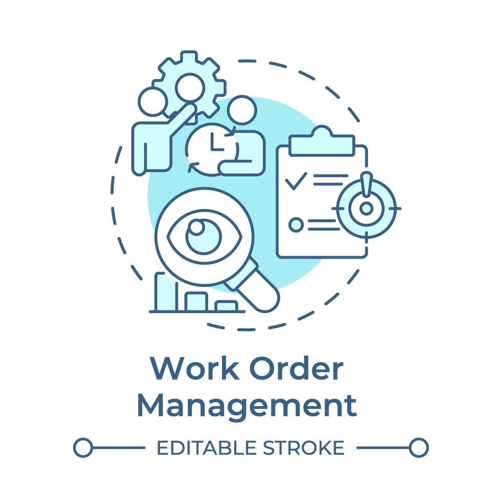 trabalhos ordem gestão suave azul conceito ícone. Produção agendamento, priorização. volta forma linha ilustração. abstrato ideia. gráfico Projeto. fácil para usar dentro infográfico, artigo vetor