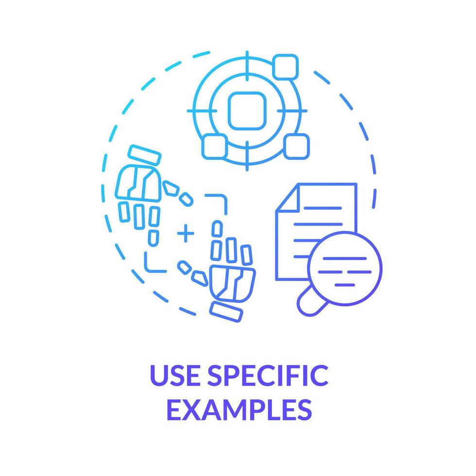 usando específico exemplos azul gradiente conceito ícone. pronto Engenharia pontas. providenciar com concreto Informação. volta forma linha ilustração. abstrato ideia. gráfico Projeto. fácil para usar dentro artigo vetor