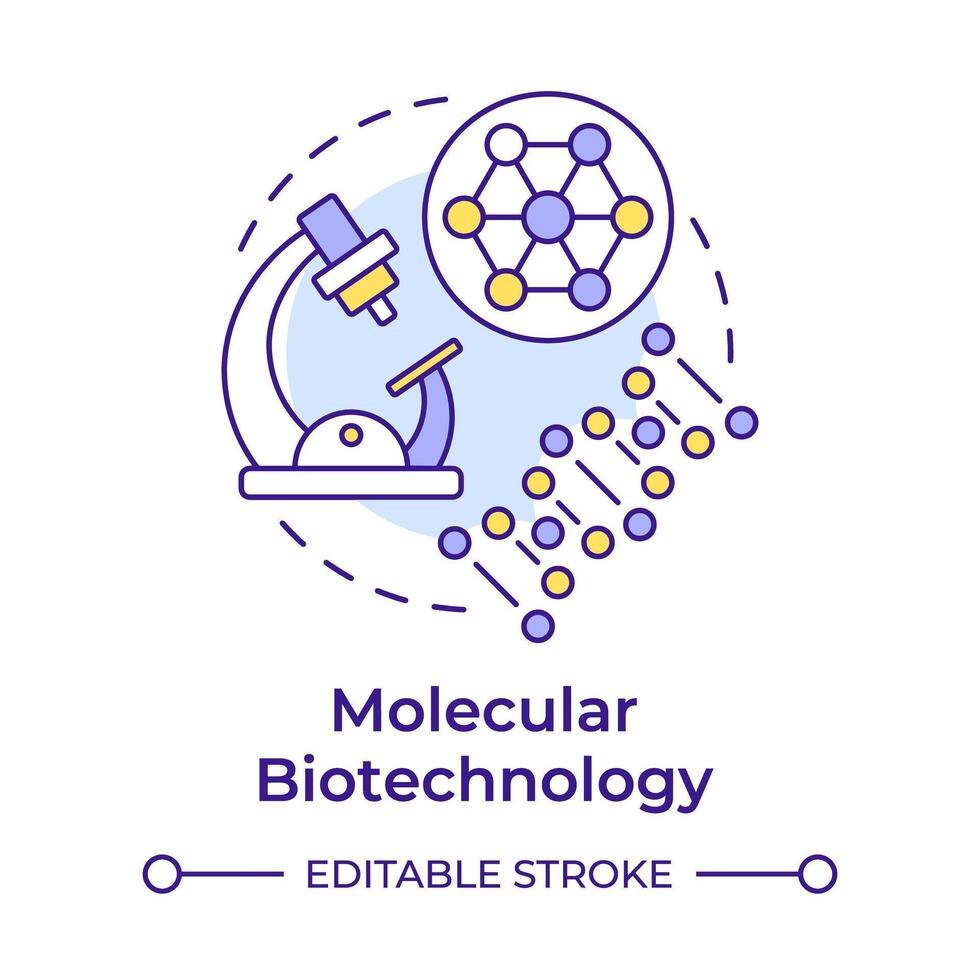 molecular biotecnologia multi cor conceito ícone. molecular estrutura e microscópio. médico tecnologia. volta forma linha ilustração. abstrato ideia. gráfico Projeto. fácil para usar dentro apresentação vetor