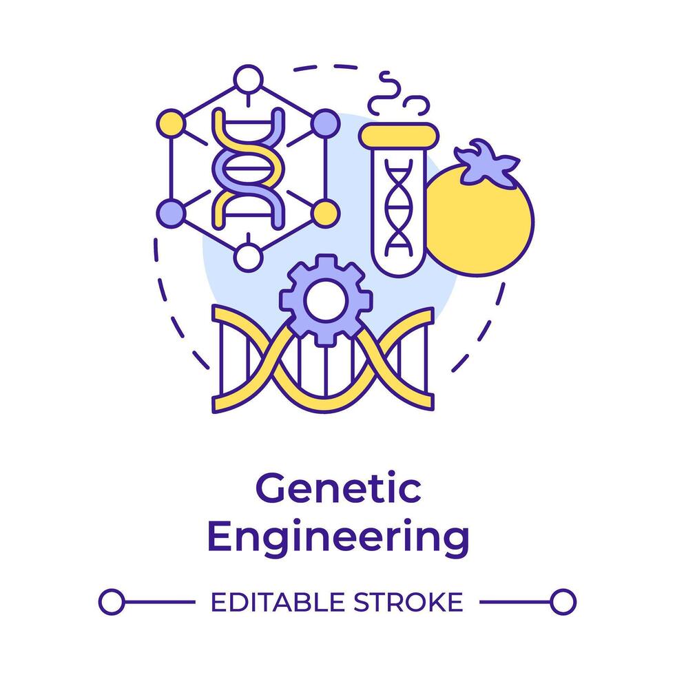 genético Engenharia multi cor conceito ícone. gene manipulação. precisão Reprodução. Bioengenharia. volta forma linha ilustração. abstrato ideia. gráfico Projeto. fácil para usar dentro apresentação vetor