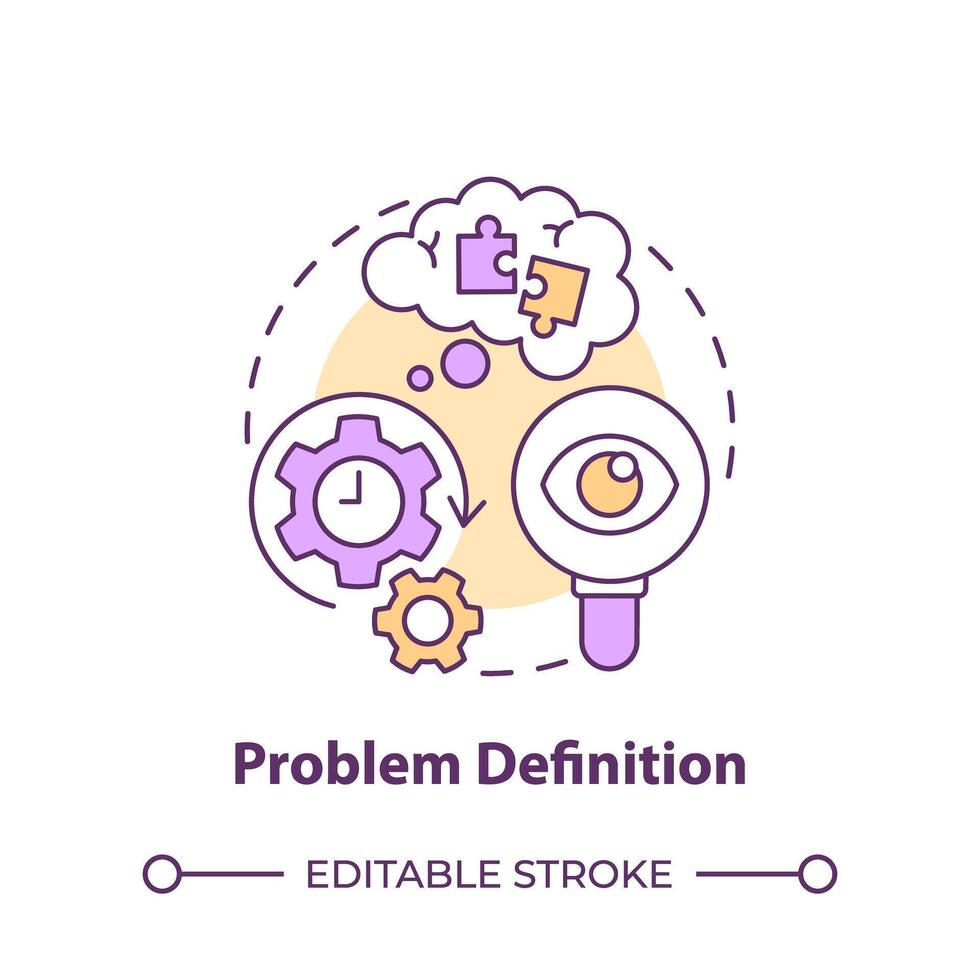 problema definição multi cor conceito ícone. hackathon desafio. compreensão emitir. volta forma linha ilustração. abstrato ideia. gráfico Projeto. fácil para usar dentro promocional materiais vetor