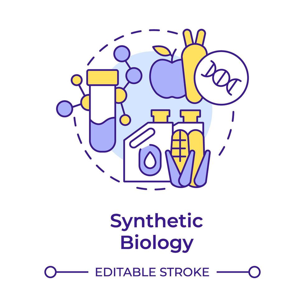 sintético biologia multi cor conceito ícone. genético Engenharia. Comida Ciência. orgânico química. volta forma linha ilustração. abstrato ideia. gráfico Projeto. fácil para usar dentro apresentação vetor