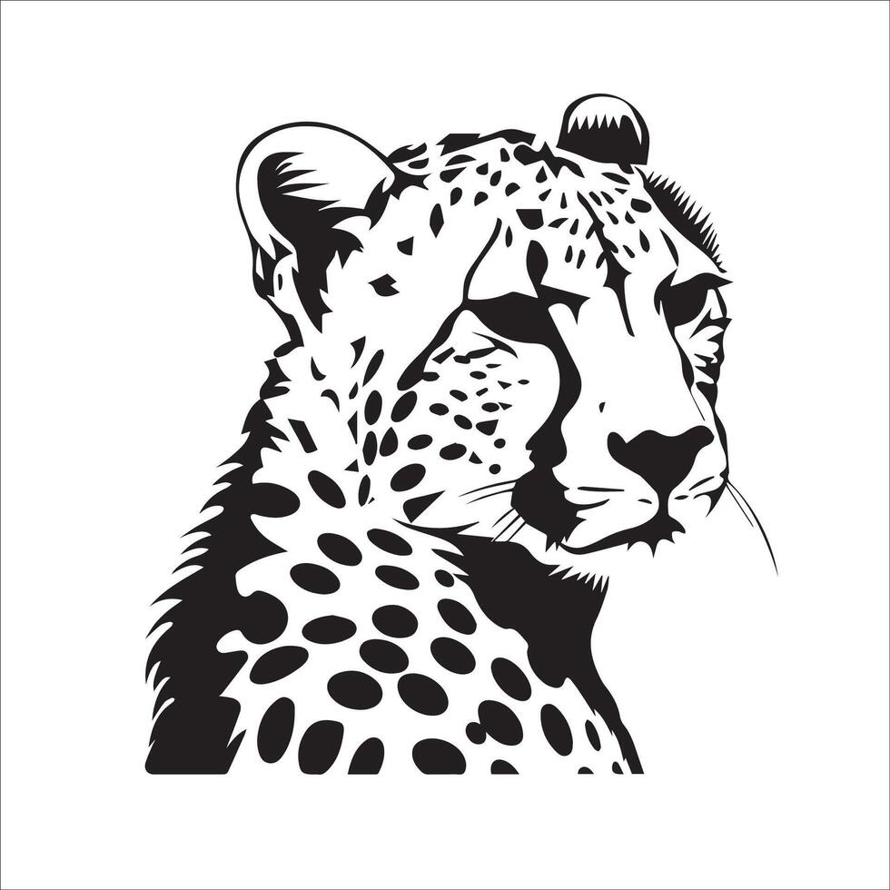 uma provocante guepardo piscando com uma brincalhão sorriso pretensioso ilustração dentro Preto e branco vetor