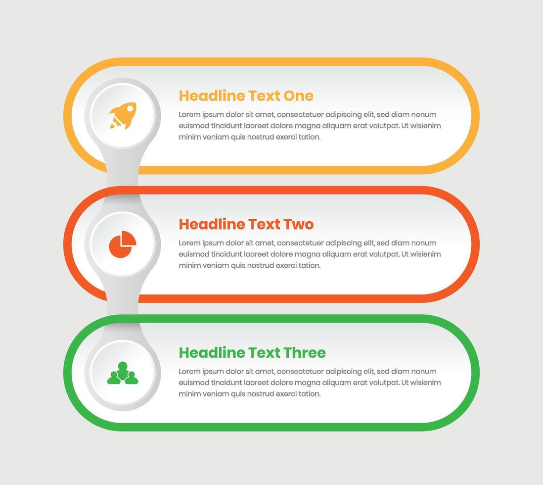 três passos simples dados apresentação o negócio infográfico com ícones vetor