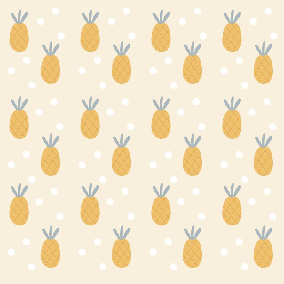 mão desenhado abacaxi e branco pontos para verão padronizar vetor