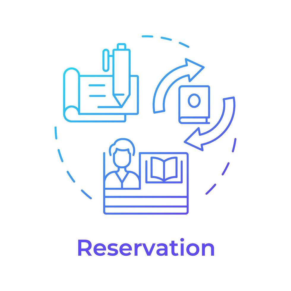 reserva azul gradiente conceito ícone. livro circulação, personalizado Serviços. biblioteca gerenciamento. volta forma linha ilustração. abstrato ideia. gráfico Projeto. fácil para usar dentro infográfico, blog postar vetor