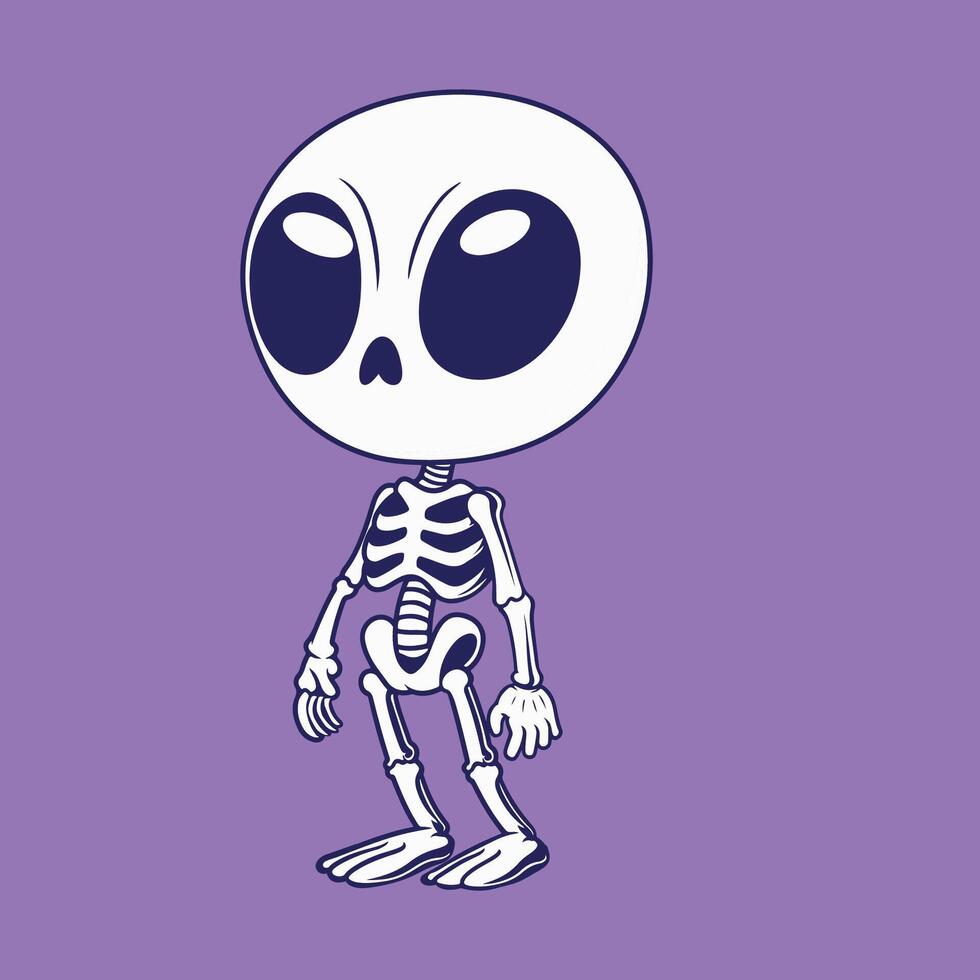 estrangeiro ícone - uma engraçado esqueleto estrangeiro ilustração plano Projeto vetor