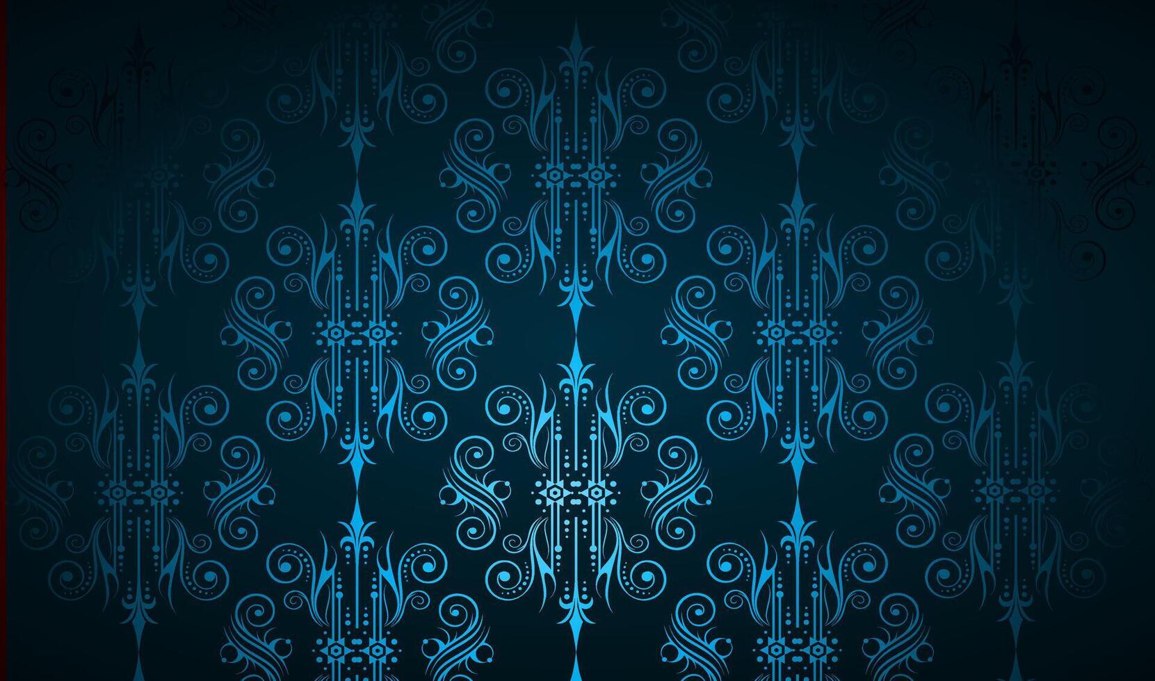 Sombrio azul ornamental floral papel de parede vetor