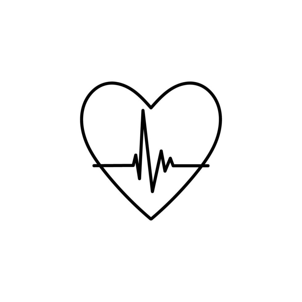 coração com batimento cardíaco linear ícone em branco fundo vetor