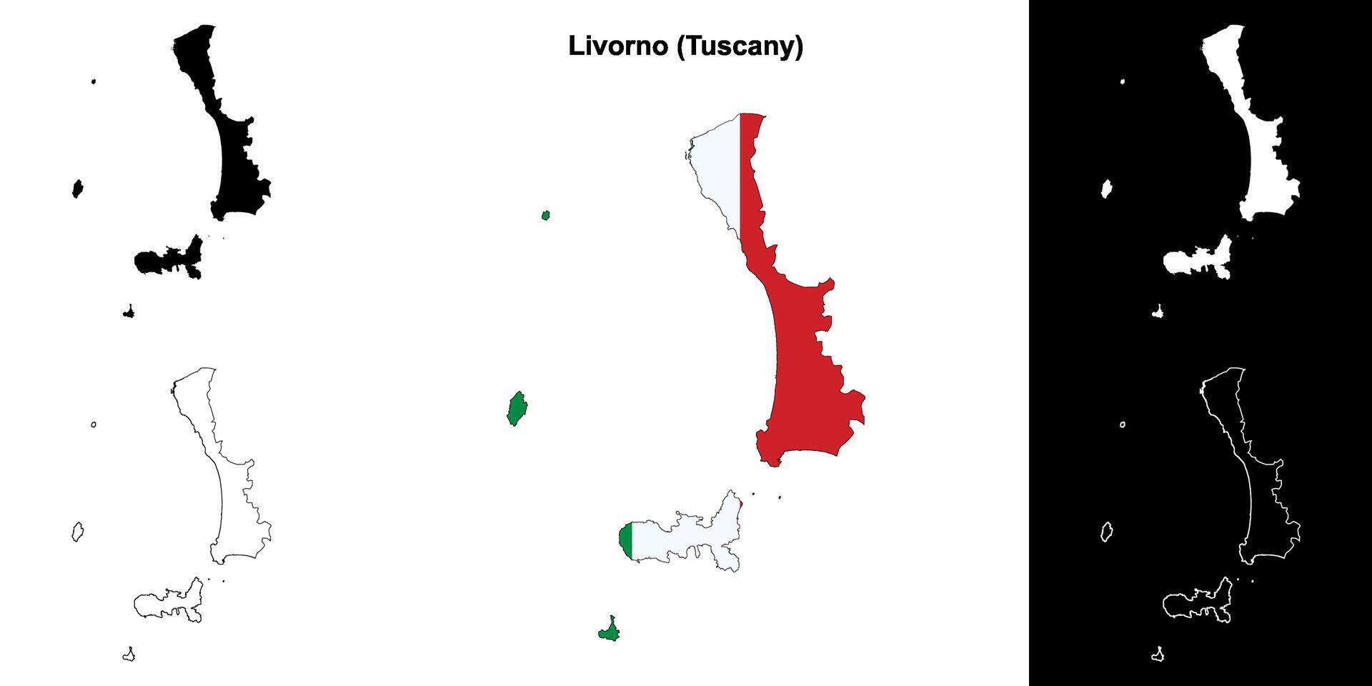 Livorno província esboço mapa conjunto vetor