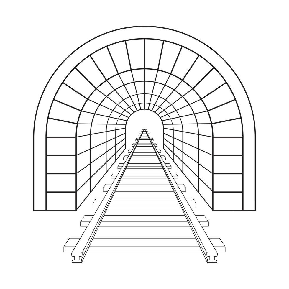 Ferrovia túnel isolado em cinzento fundo. ilustração eps 10. vetor