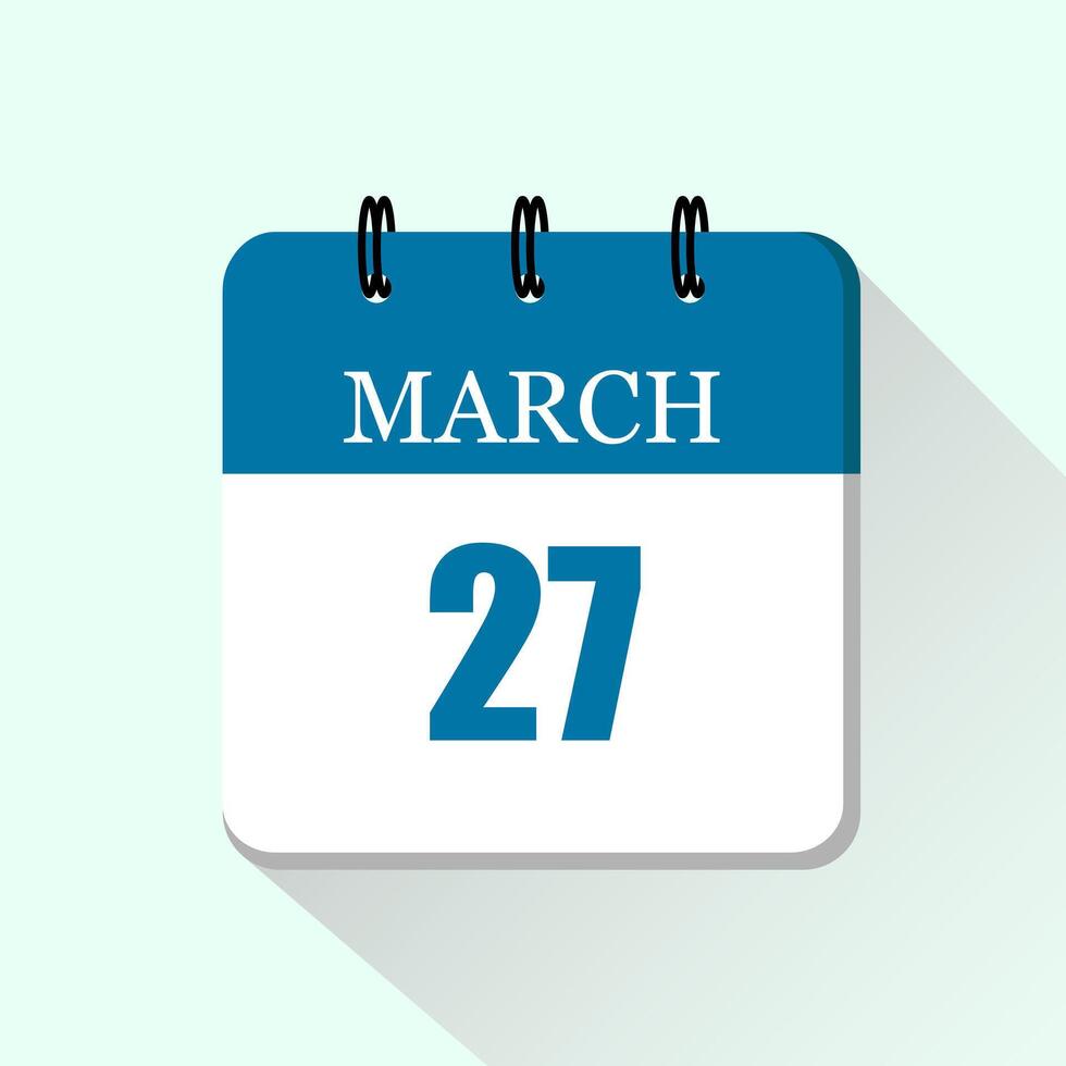 27 marcha plano diariamente calendário ícone encontro e mês vetor