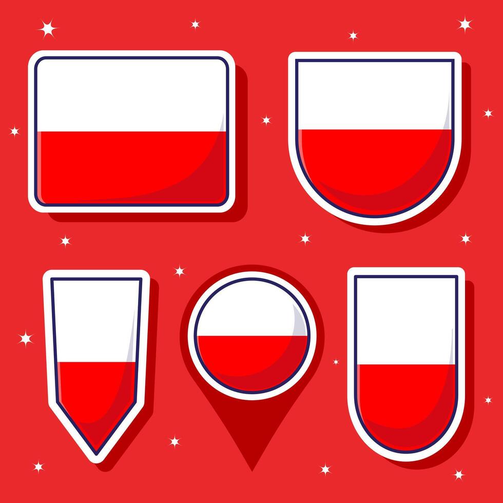 plano desenho animado ilustração do Polônia nacional bandeira com muitos formas dentro vetor