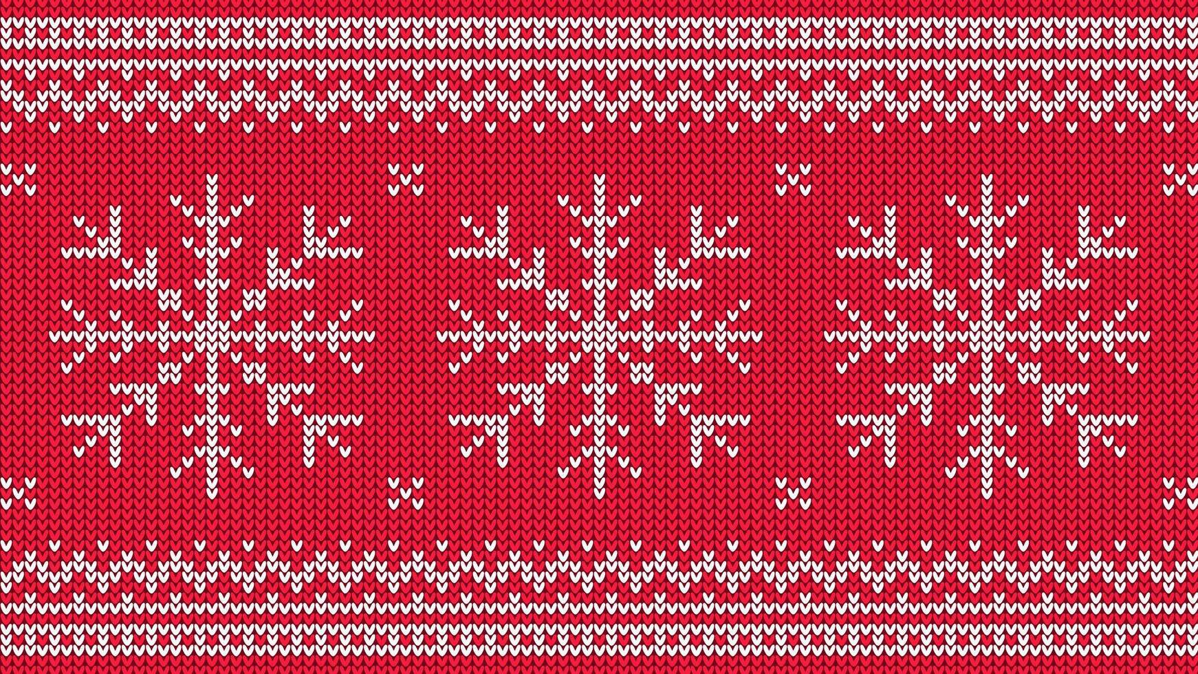 tricotado padronizar com branco floco de neve e ornamental fronteira em vermelho fundo. vetor