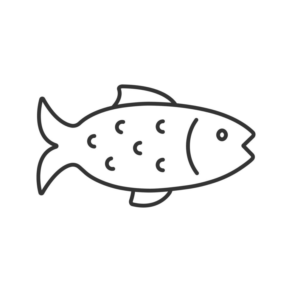 ícone linear de peixe. ilustração de linha fina. pesca à linha. símbolo de contorno. desenho de contorno isolado de vetor