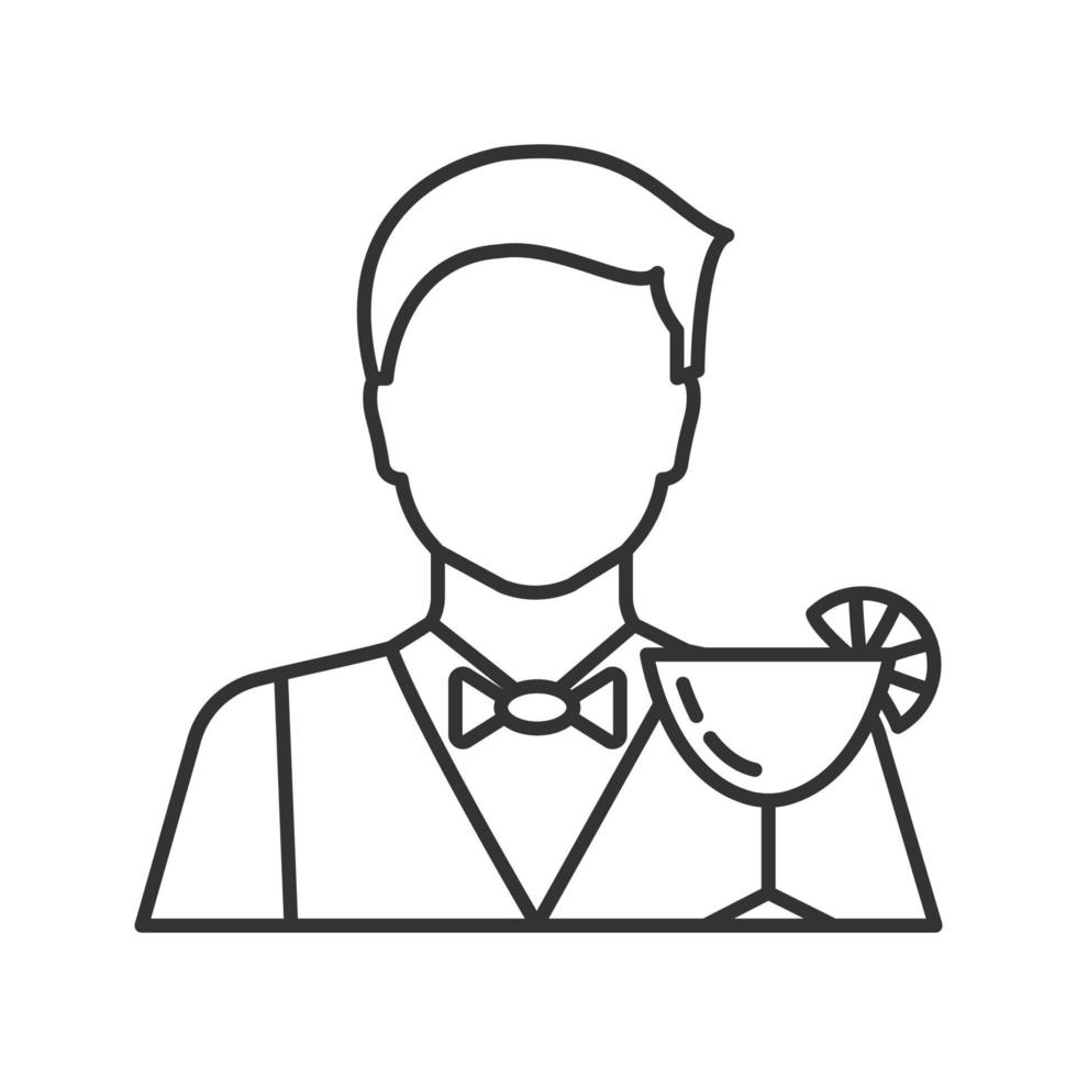 ícone linear do barman. barman, barman. ilustração de linha fina. símbolo de contorno. desenho de contorno isolado de vetor