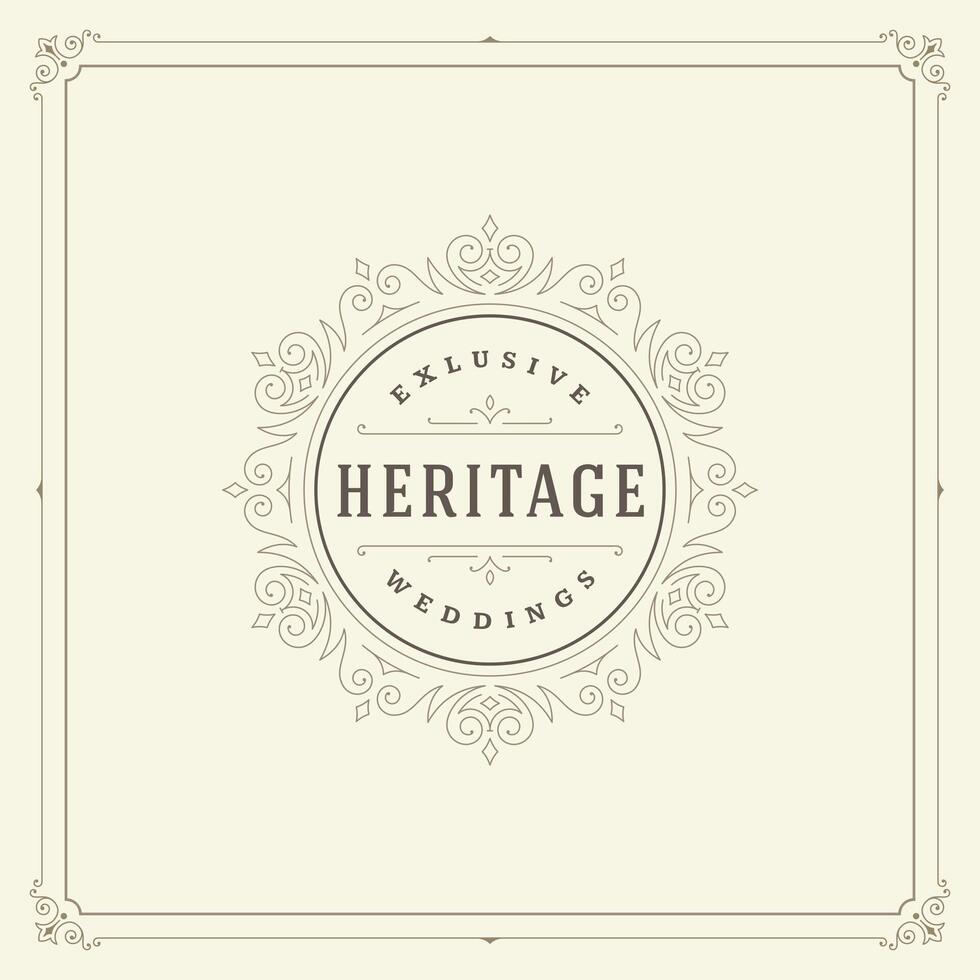 enfeite logotipo Projeto modelo floresce caligráfico vintage quadro. vetor