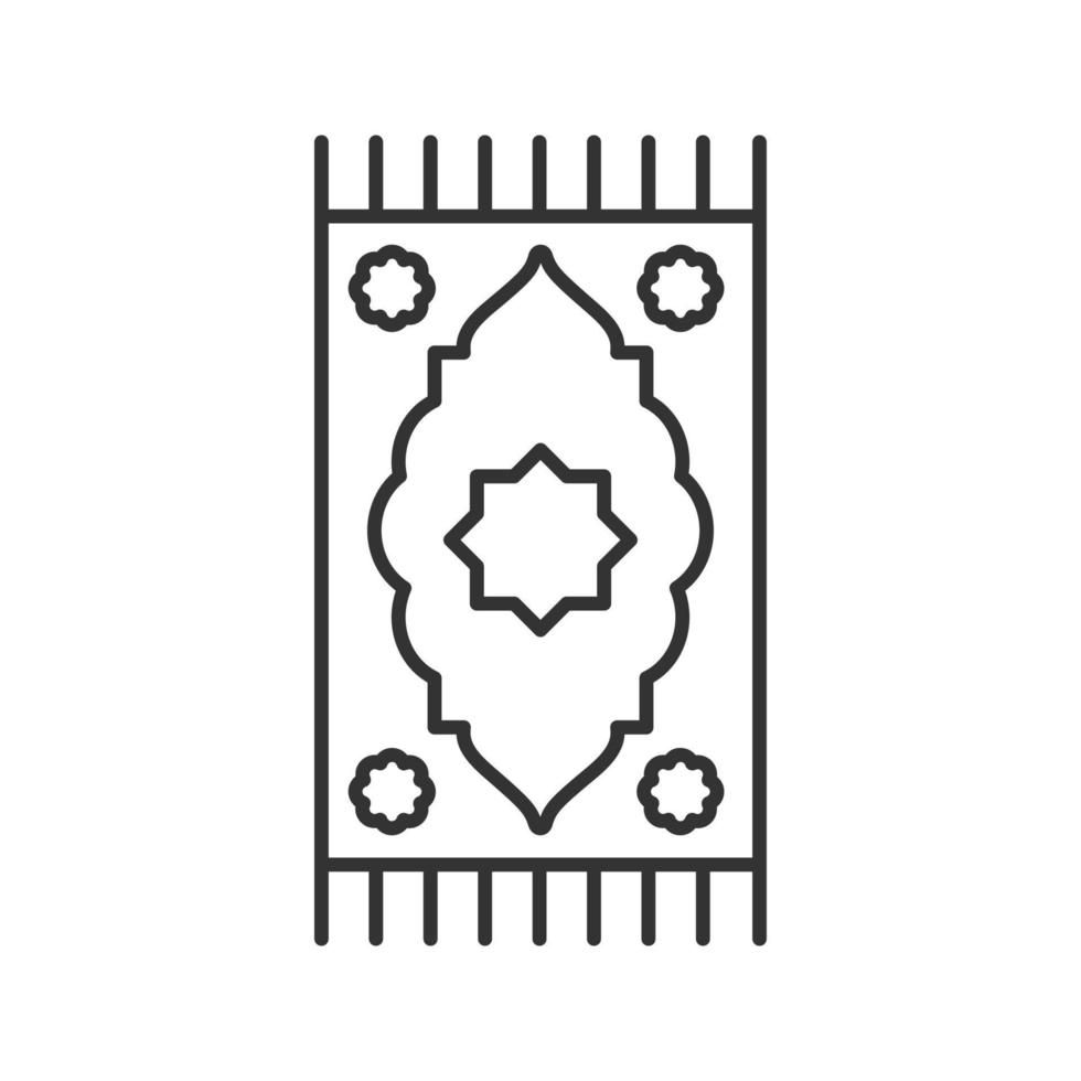 ícone linear de tapete de oração. ilustração de linha fina. cultura islâmica. tapete. símbolo de contorno. desenho de contorno isolado de vetor