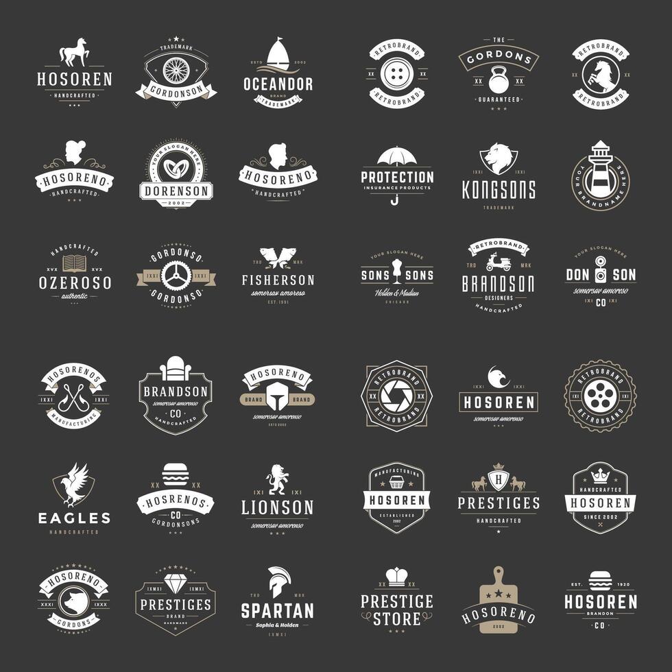 vintage logotipos Projeto modelos definir. vetor