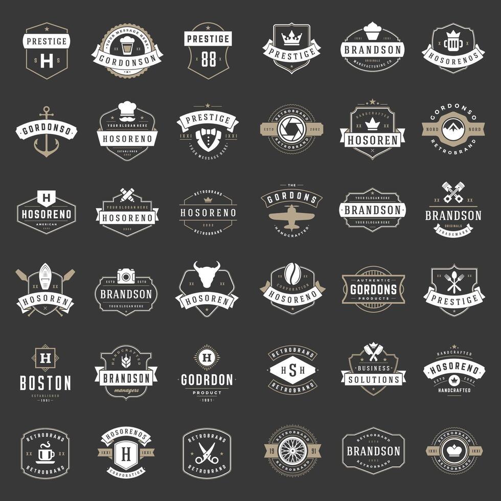 vintage logotipos Projeto modelos conjunto vetor