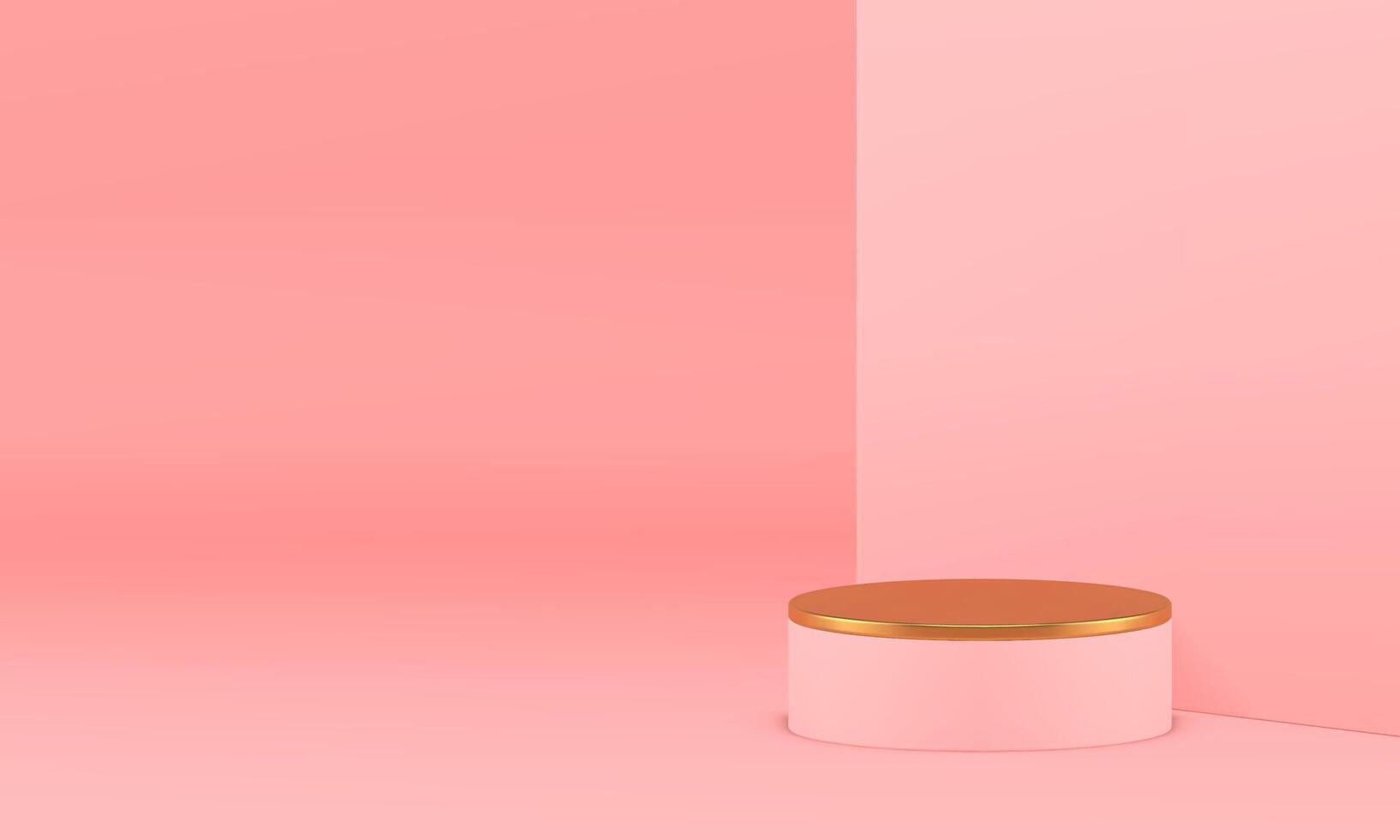 Rosa pastel 3d pódio pedestal zombar acima para Cosmético produtos mostrar apresentação realista vetor