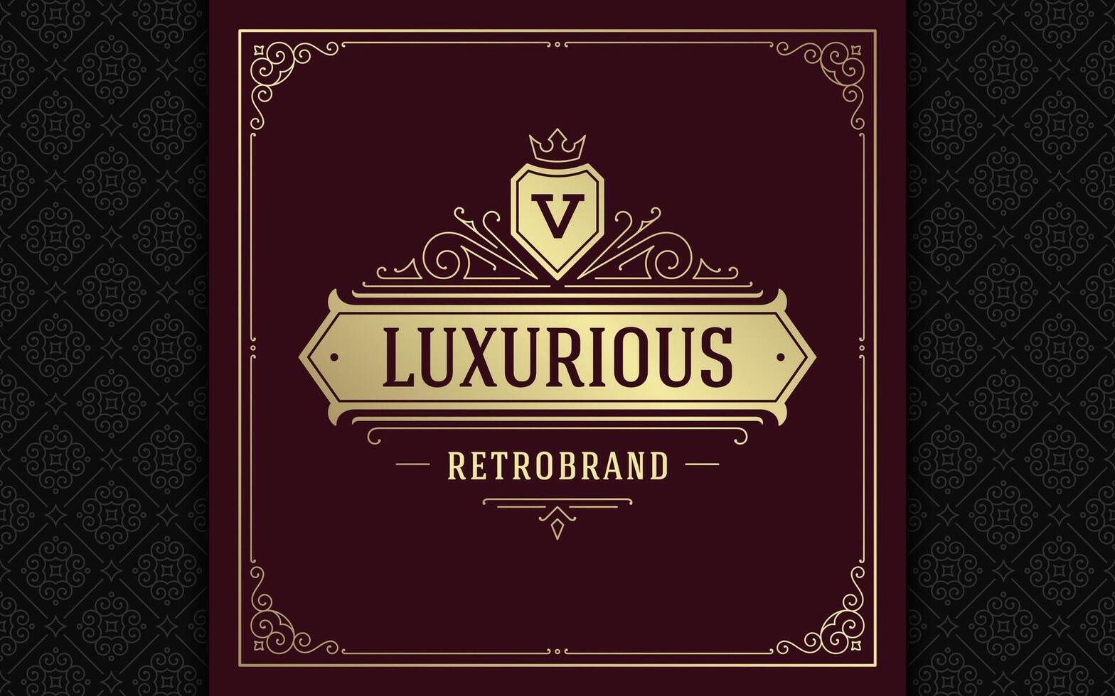 vintage logotipo elegante floresce linha arte gracioso enfeites vitoriano estilo modelo Projeto vetor