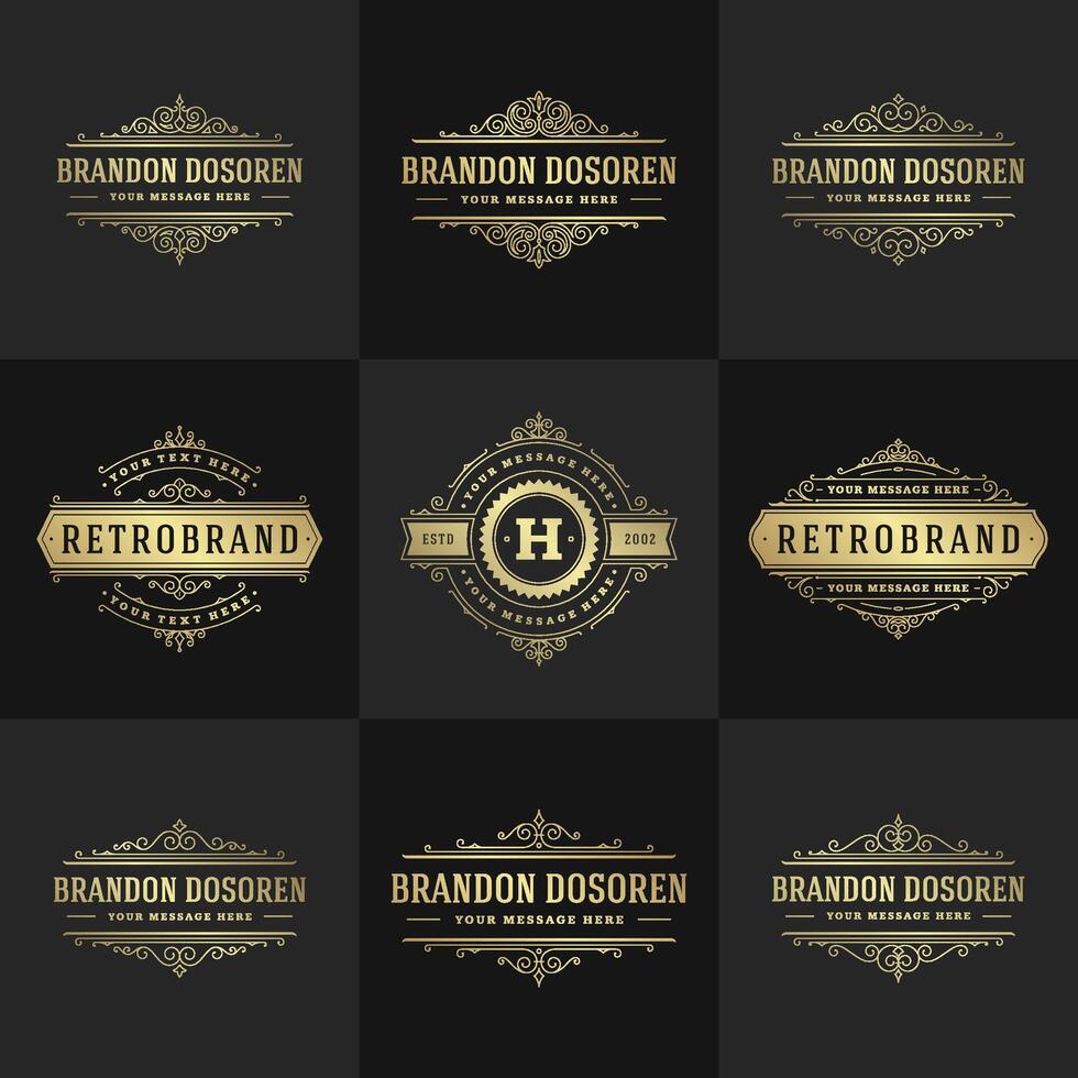 vintage logotipos e monogramas conjunto elegante floresce enfeites vetor