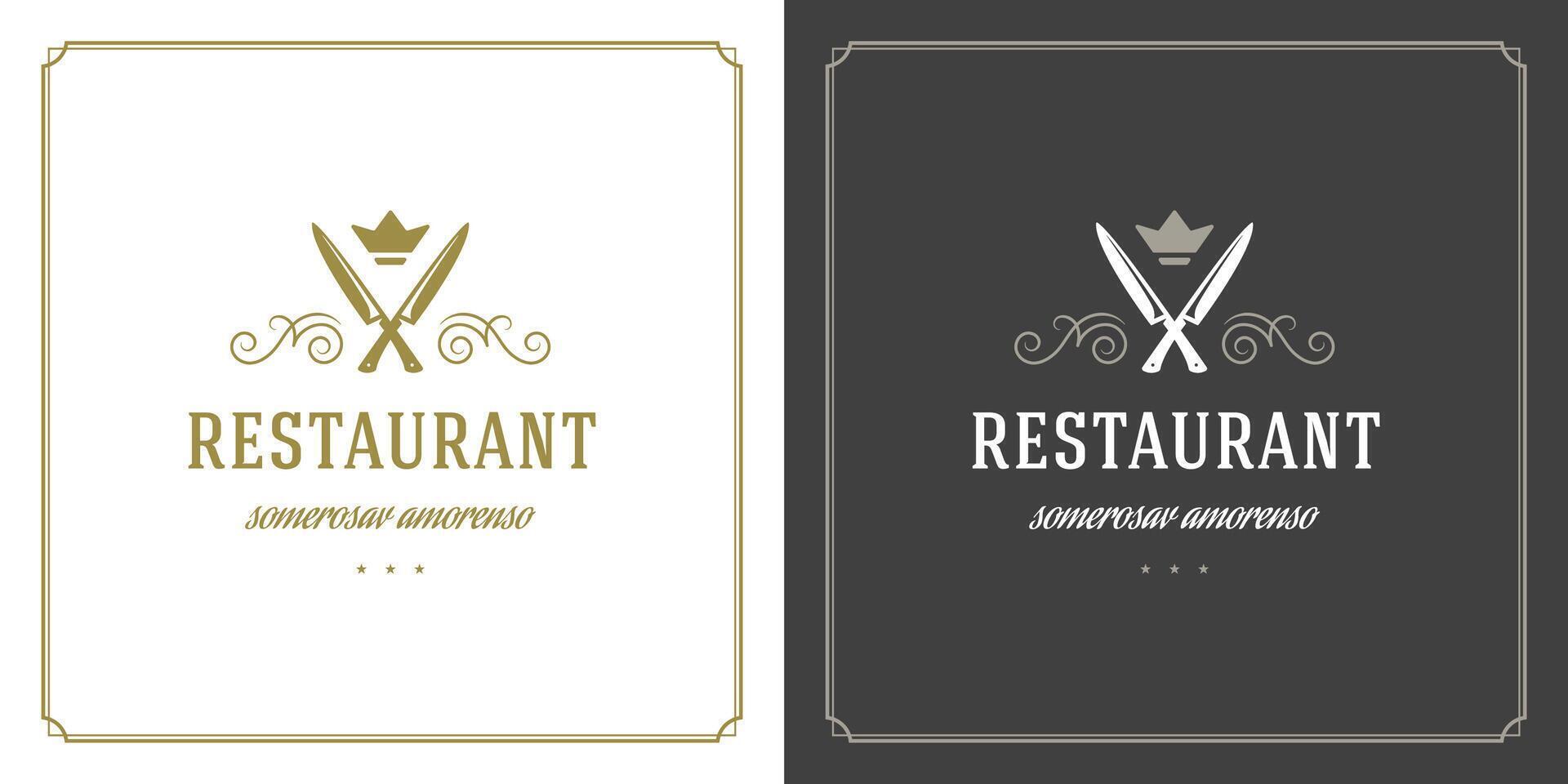 restaurante logotipo modelo ilustração para cardápio e cafeteria placa vetor