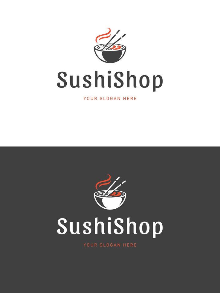 Sushi restaurante emblema logotipo modelo ilustração. vetor