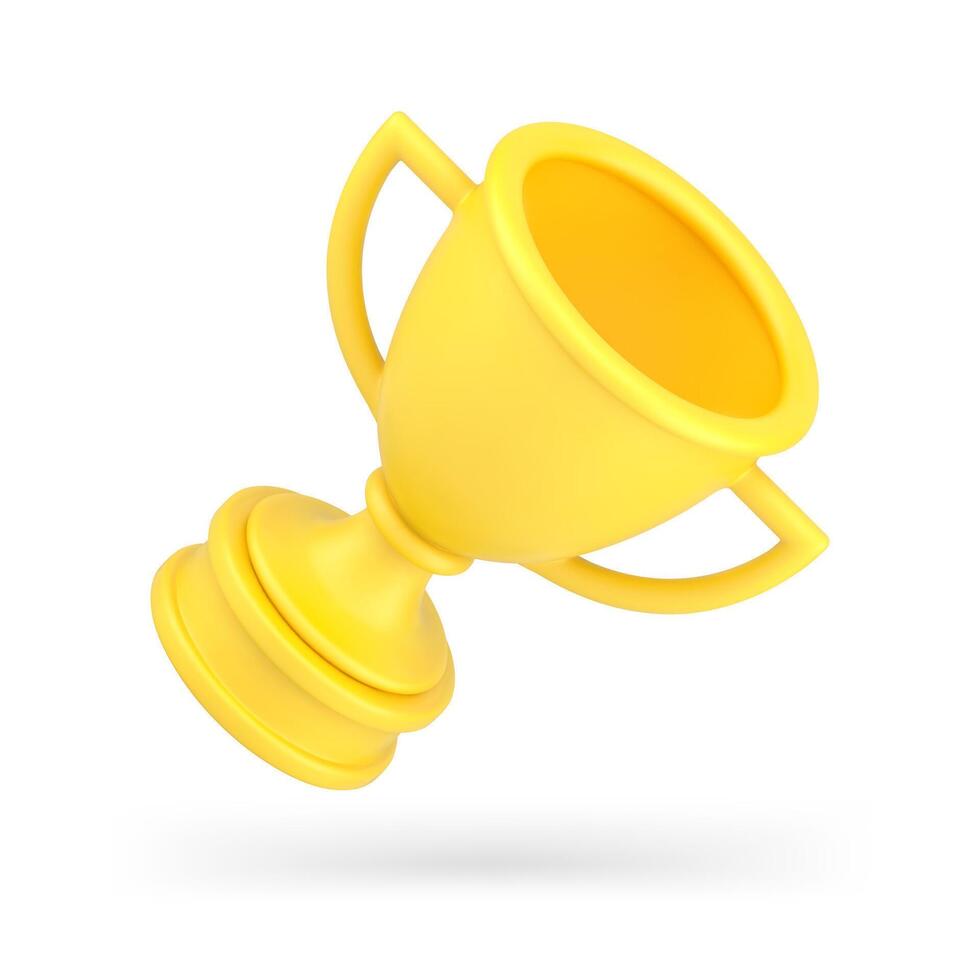 amarelo cálice troféu 3d ícone. realista prêmio para bem sucedido campeão vetor