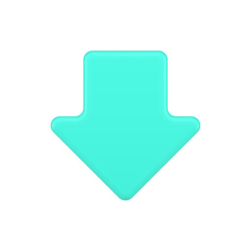 turquesa baixa seta 3d ícone. para baixo movimento símbolo vetor