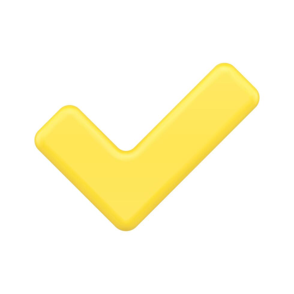 amarelo Verifica marca consentimento 3d ícone ilustração vetor